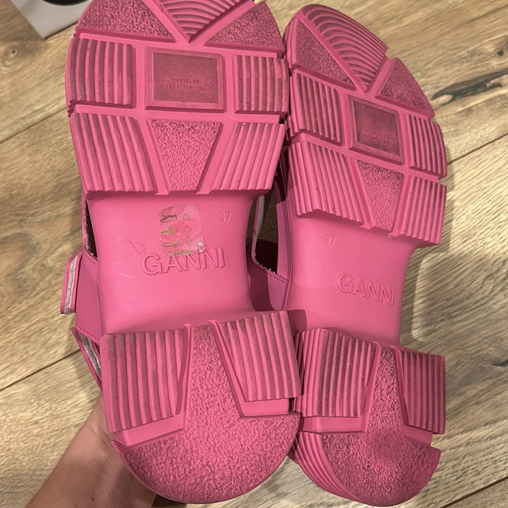 GANNI recycled rubber pink chunky scrappy platform sandals size 37 - Picture 3 of 7